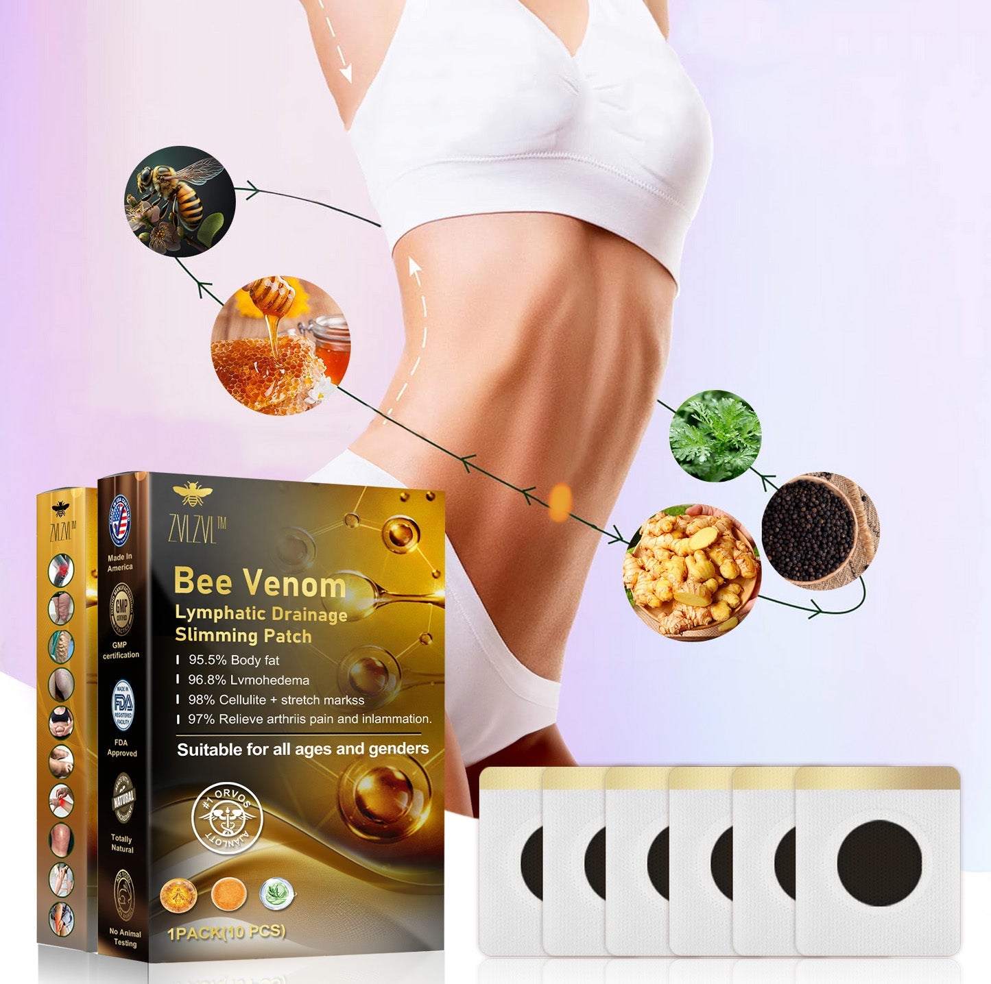 🐝🏆🐝ZVLZVL™ Bee Venom Lymphatic Drainage Slimming Patch